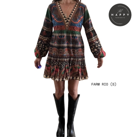 FARM RIO Printed Tunic Dress (S) - Picture 1 of 6